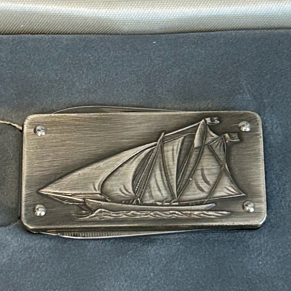 IMPERIAL STAINLESS SAILING SAILBOAT SHIP MONEY CLIP WITH FILE & KNIFE NIB